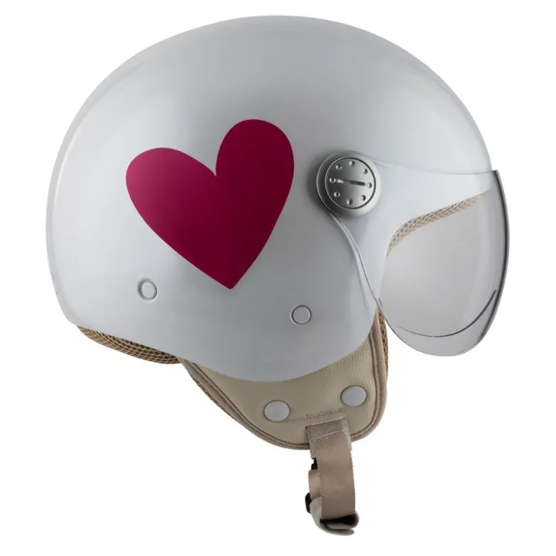 Kask otwarty NZI PASARELA CORAZON ROSA biały czerwony