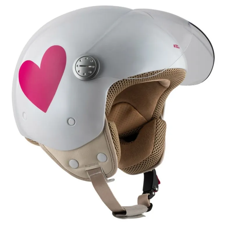 Kask otwarty NZI PASARELA CORAZON ROSA biały czerwony