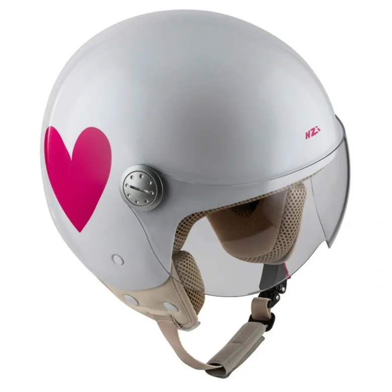 Kask otwarty NZI PASARELA CORAZON ROSA biały czerwony