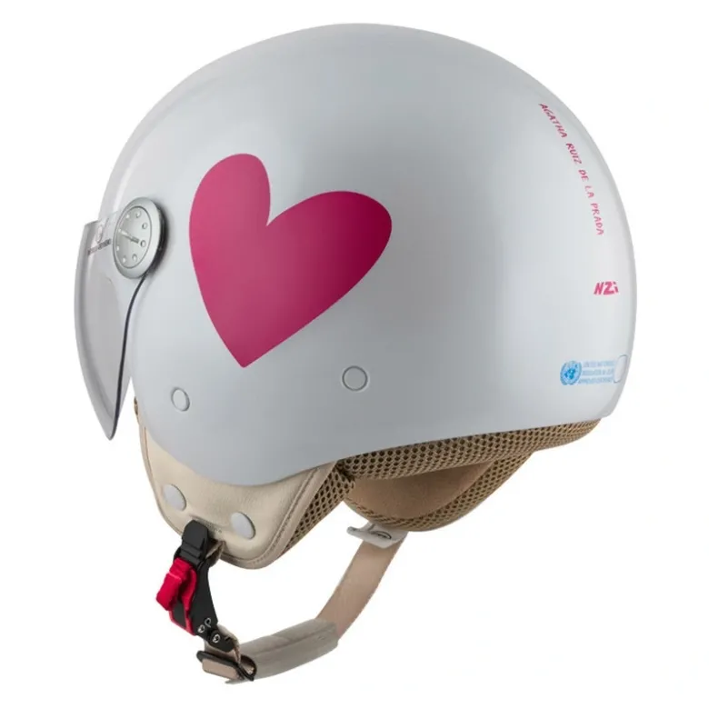 Kask otwarty NZI PASARELA CORAZON ROSA biały czerwony