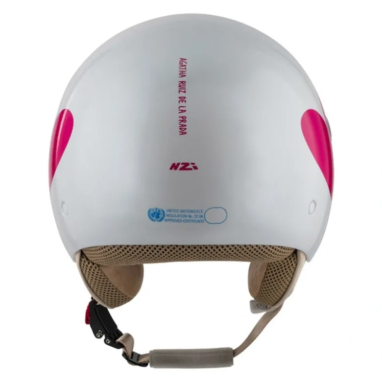 Kask otwarty NZI PASARELA CORAZON ROSA biały czerwony