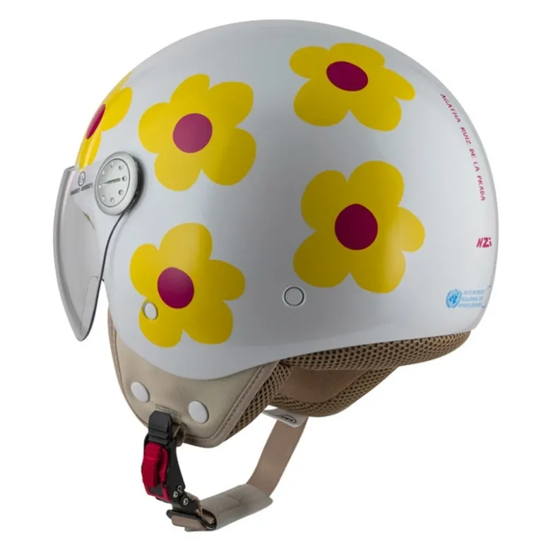 Kask otwarty NZI PASARELA MARGARITAS NARANJA Y ROSA biały czerwony żółty