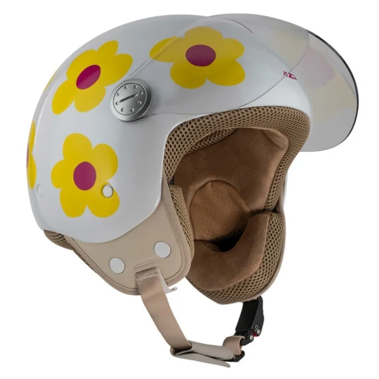 Kask otwarty NZI PASARELA MARGARITAS NARANJA Y ROSA biały czerwony żółty