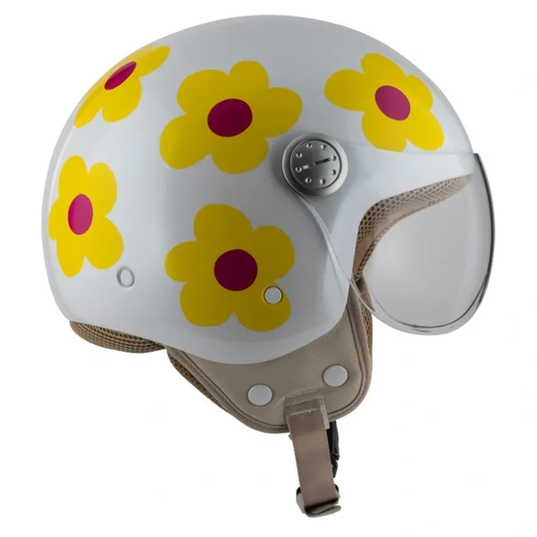 Kask otwarty NZI PASARELA MARGARITAS NARANJA Y ROSA biały czerwony żółty