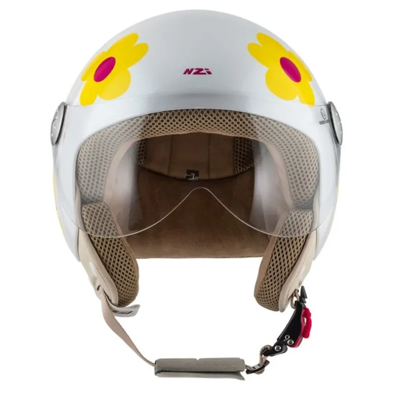 Kask otwarty NZI PASARELA MARGARITAS NARANJA Y ROSA biały czerwony żółty