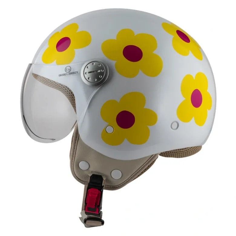 Kask otwarty NZI PASARELA MARGARITAS NARANJA Y ROSA biały czerwony żółty