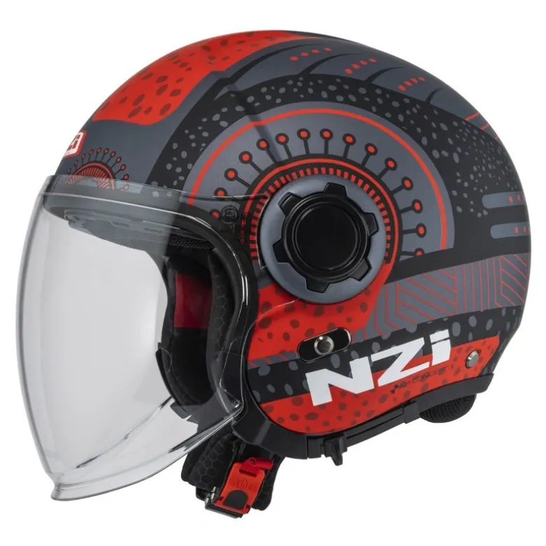 Kask otwarty NZI RINGWAY 2 DUO ANTERA ANTRACITE RED MATT szary czerwony
