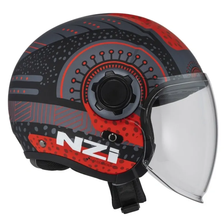 Kask otwarty NZI RINGWAY 2 DUO ANTERA ANTRACITE RED MATT szary czerwony