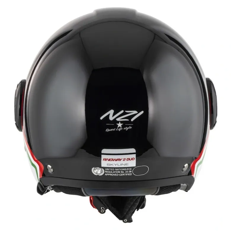 Kask otwarty NZI RINGWAY 2 DUO SKYLINE BLACK WHITE ITALY czarny biały