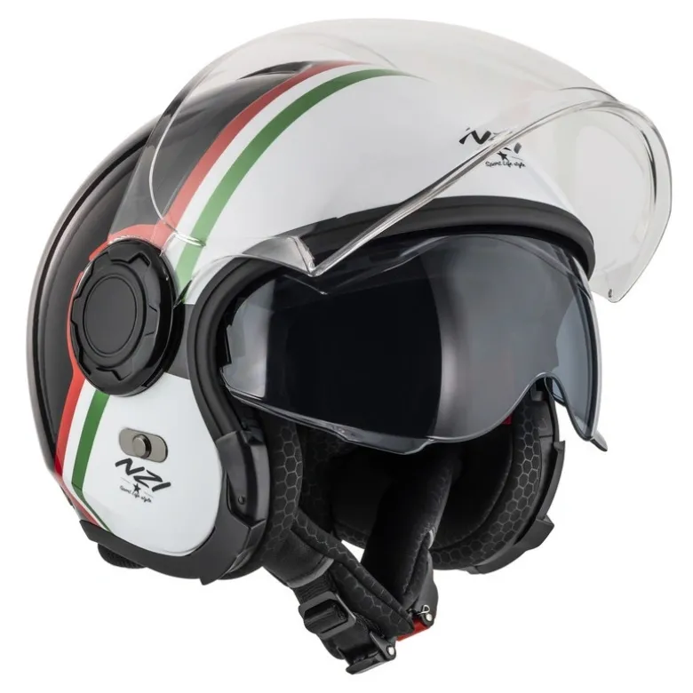 Kask otwarty NZI RINGWAY 2 DUO SKYLINE BLACK WHITE ITALY czarny biały