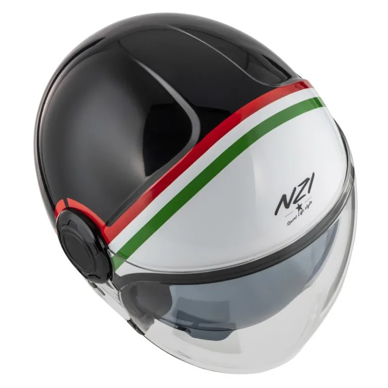 Kask otwarty NZI RINGWAY 2 DUO SKYLINE BLACK WHITE ITALY czarny biały