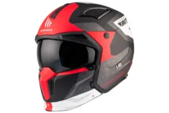 Kask otwarty z wpinaną szczęką MT STREETFIGHTER SV S TOTEM MATT PEARL RED czerwony szary czarny