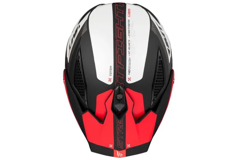 Kask otwarty z wpinaną szczęką MT STREETFIGHTER SV S TOTEM MATT PEARL RED czerwony szary czarny