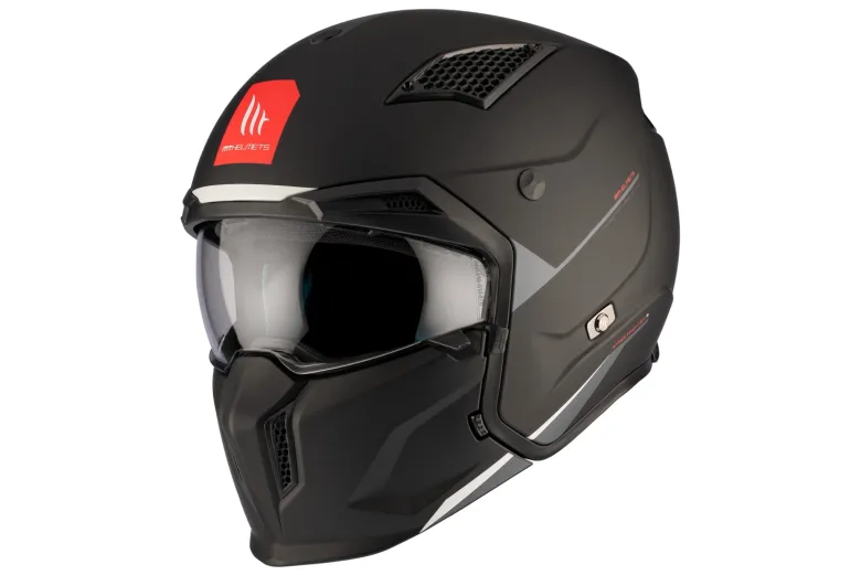 Kask otwarty z wpinaną szczęką MT STREETFIGHTER SV S SOLID MATT BLACK czarny mat