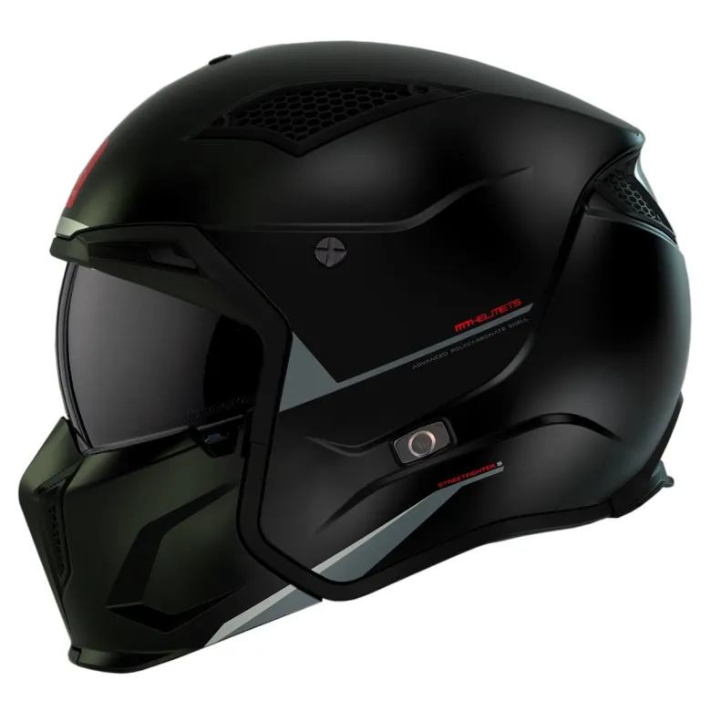 Kask otwarty z wpinaną szczęką MT STREETFIGHTER SV S SOLID MATT BLACK czarny mat