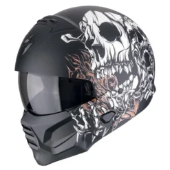 Kask otwarty z wpinaną szczęką SCORPION EXO-COMBAT II GENESIS BLACK/WHITE/GOLD czarny biały złoty