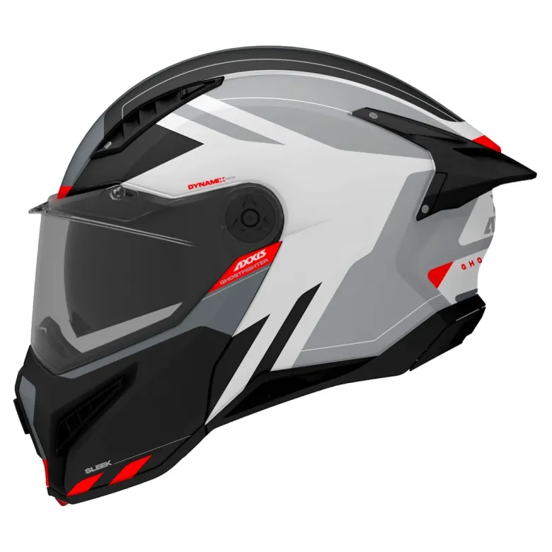 Kask szczękowy AXXIS GHOSTFIGHTER SV SLEEK A2 GLOSS szary grafitowy pomarańczowy fluo