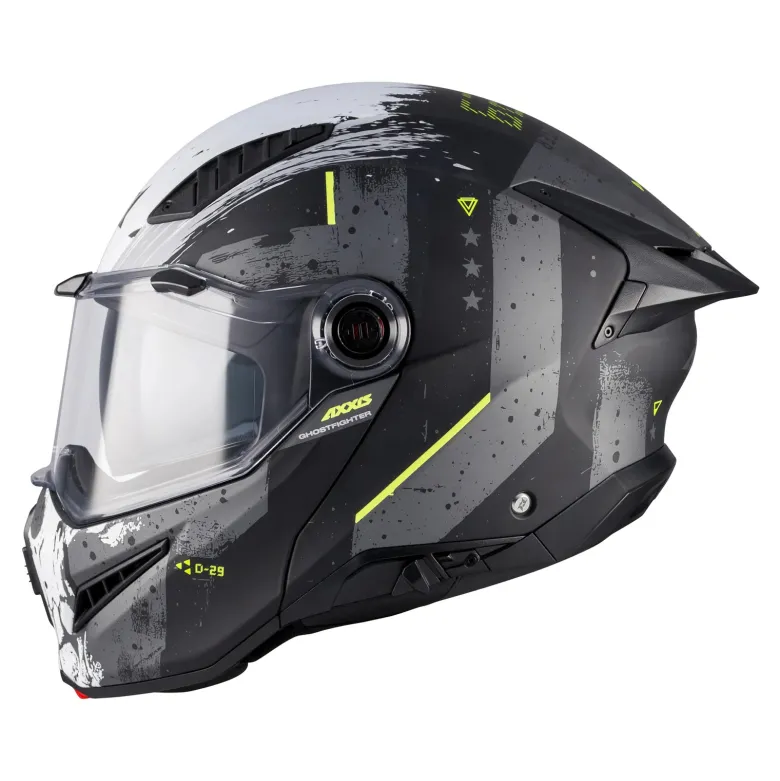 Kask szczękowy AXXIS GHOSTFIGHTER SV D-29 B2 MATT biały żółty fluo szary czarny