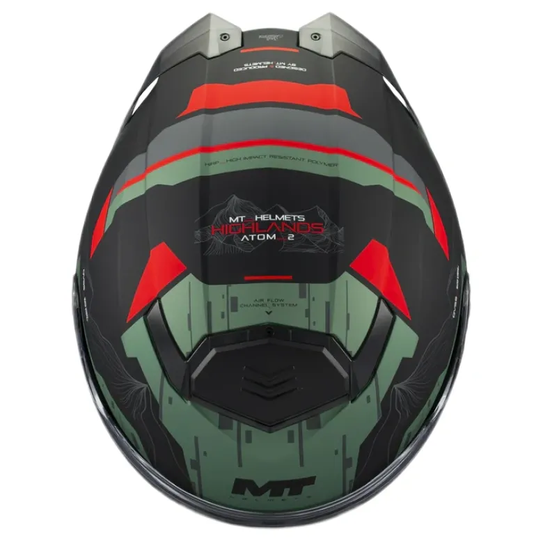 Kask szczękowy MT ATOM 2 SV HIGHLANDS GREY/FLUO zielony czarny czerwony