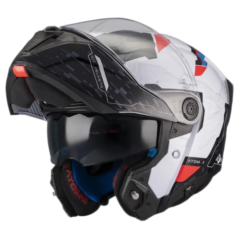Kask szczękowy MT ATOM 2 SV HIGHLANDS WHITE/BLUE/RED biały czerwony niebieski czarny