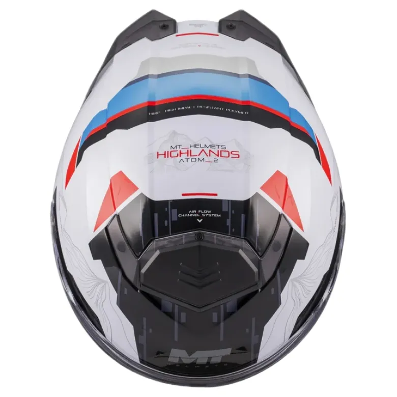 Kask szczękowy MT ATOM 2 SV HIGHLANDS WHITE/BLUE/RED biały czerwony niebieski czarny