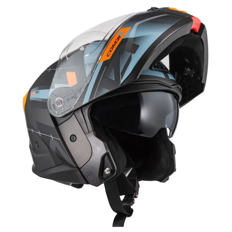 Kask szczękowy NZI COMBI 3 DUO METRIC ANTRACITE BLUE MATT szary niebieski