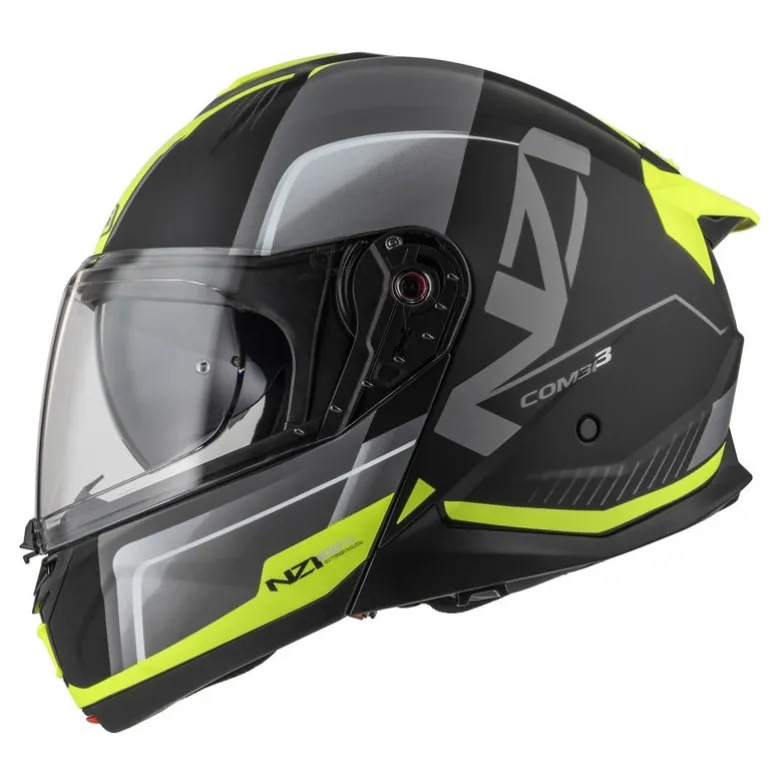 Kask szczękowy NZI COMBI 3 DUO ORBE BLACK ANTRACITE YELLOW MATT szary żółty