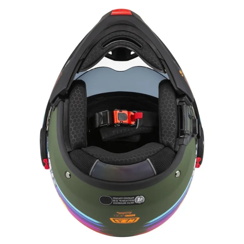 Kask szczękowy NZI MINIMOD RAINBOW GREEN BLACK SILVER MATT zielony czarny srebrny