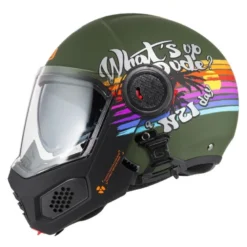 Kask szczękowy NZI MINIMOD RAINBOW GREEN BLACK SILVER MATT zielony czarny srebrny