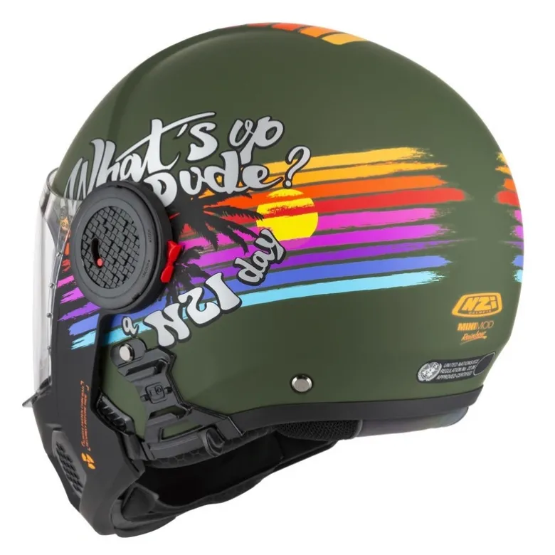 Kask szczękowy NZI MINIMOD RAINBOW GREEN BLACK SILVER MATT zielony czarny srebrny