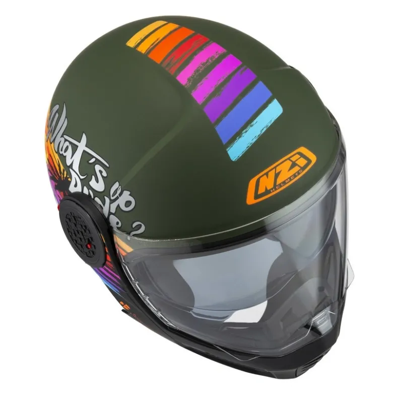 Kask szczękowy NZI MINIMOD RAINBOW GREEN BLACK SILVER MATT zielony czarny srebrny