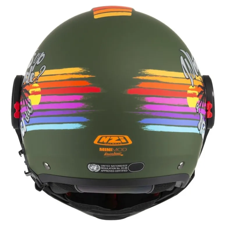 Kask szczękowy NZI MINIMOD RAINBOW GREEN BLACK SILVER MATT zielony czarny srebrny