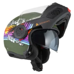 Kask szczękowy NZI MINIMOD RAINBOW GREEN BLACK SILVER MATT zielony czarny srebrny