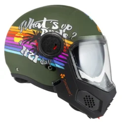 Kask szczękowy NZI MINIMOD RAINBOW GREEN BLACK SILVER MATT zielony czarny srebrny