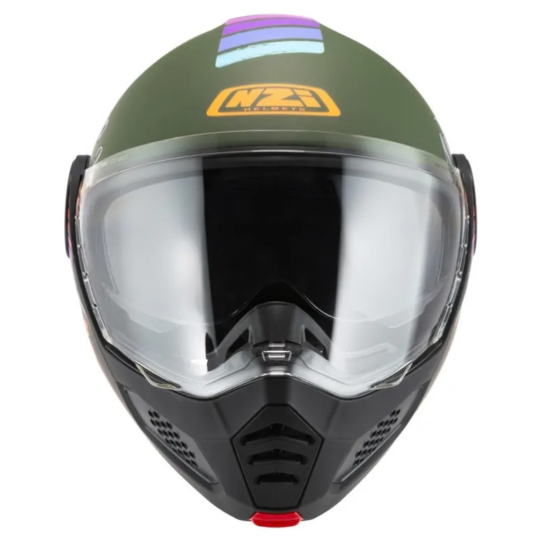 Kask szczękowy NZI MINIMOD RAINBOW GREEN BLACK SILVER MATT zielony czarny srebrny