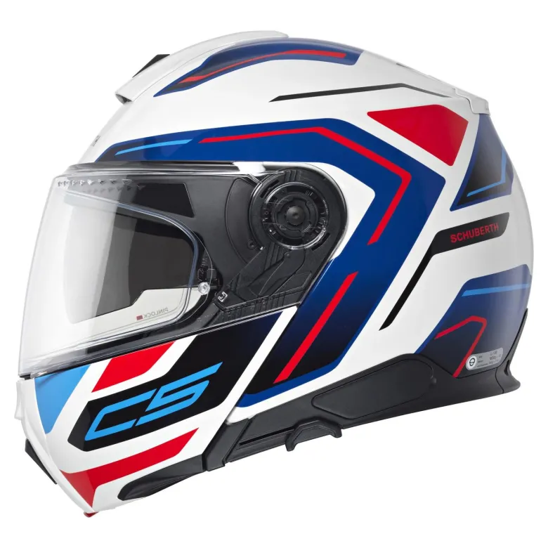 Kask szczękowy SCHUBERTH C5 ECE OMEGA WHITE niebieski biały czerwony czarny