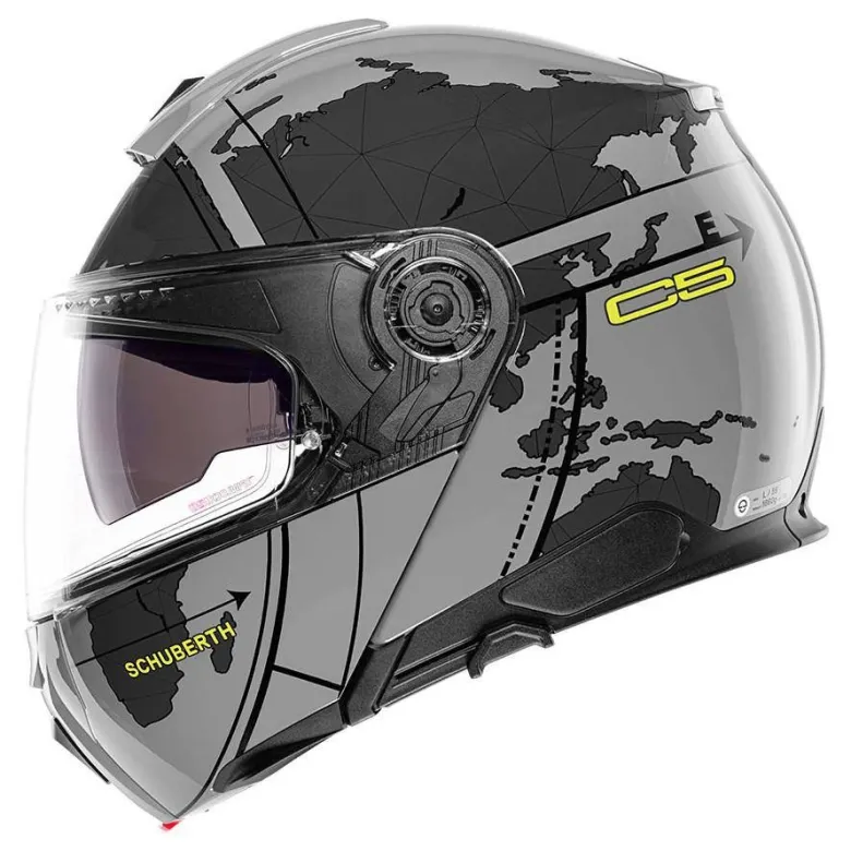 Kask szczękowy SCHUBERTH C5 ECE GLOBE GREY szary czarny żółty fluo