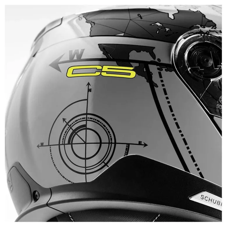 Kask szczękowy SCHUBERTH C5 ECE GLOBE GREY szary czarny żółty fluo