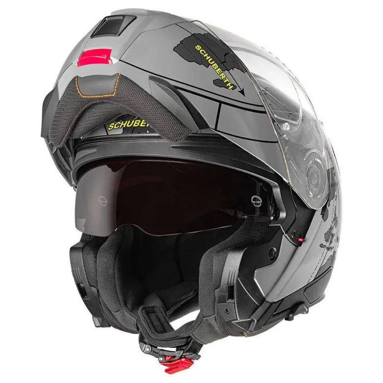 Kask szczękowy SCHUBERTH C5 ECE GLOBE GREY szary czarny żółty fluo