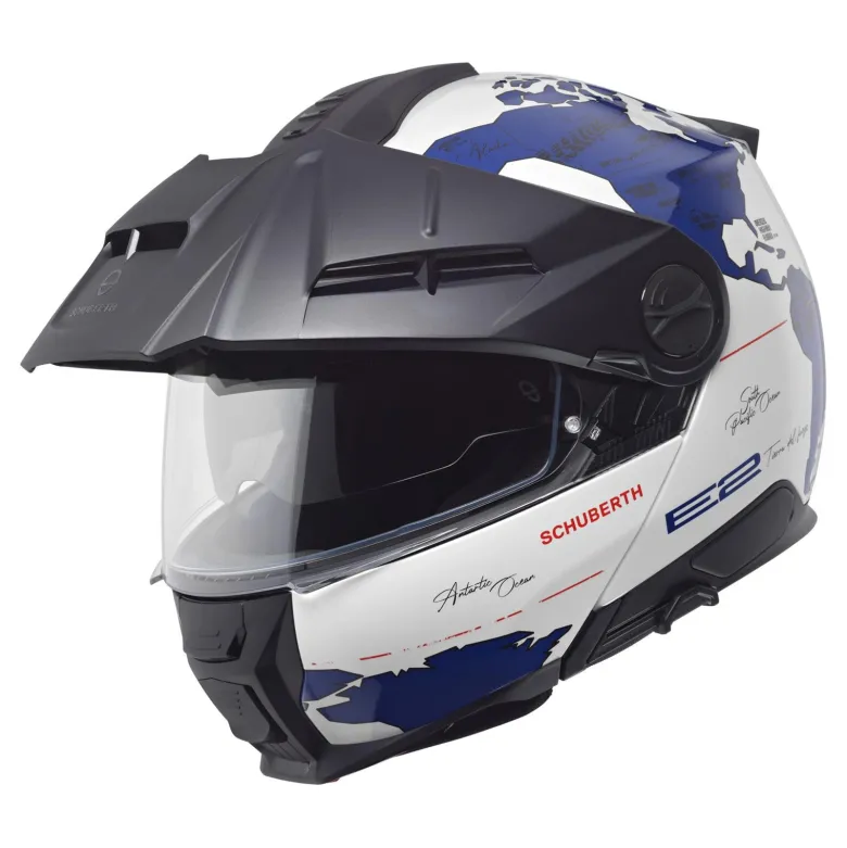 Kask szczękowy SCHUBERTH E2 ECE ATLAS BLUE biały niebieski czerwony