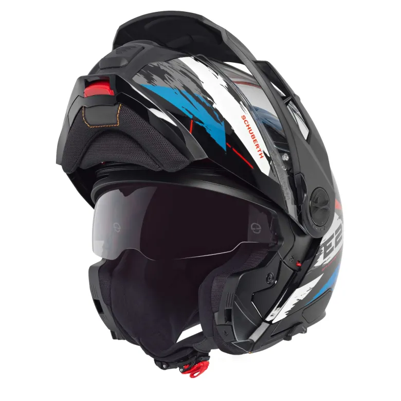 Kask szczękowy SCHUBERTH E2 ECE TRAIL BLUE biały czerwony niebieski szary