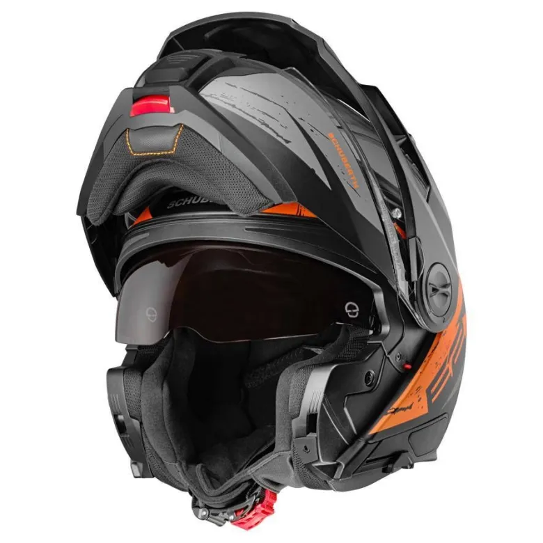 Kask szczękowy SCHUBERTH E2 ECE EXPLORER ORANGE szary pomarańczowy czarny