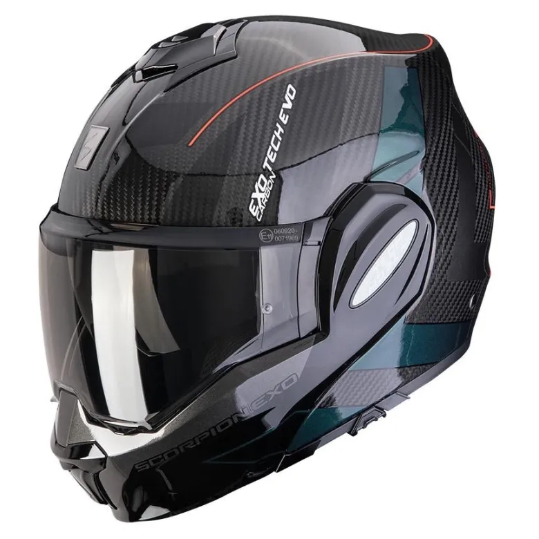 Kask szczękowy SCORPION EXO-TECH EVO CARBON CAD BLACK/GREEN czarny zielony