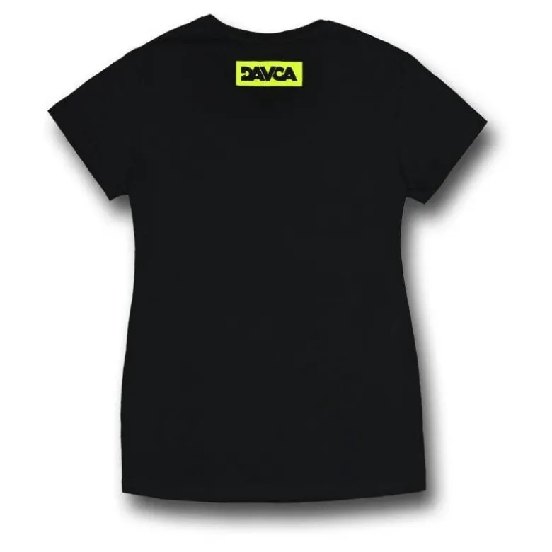 Koszulka T-shirt damska DAVCA LOGO BLACK/FLUO czarny żółty fluo