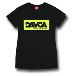 Koszulka T-shirt damska DAVCA LOGO BLACK/FLUO czarny żółty fluo