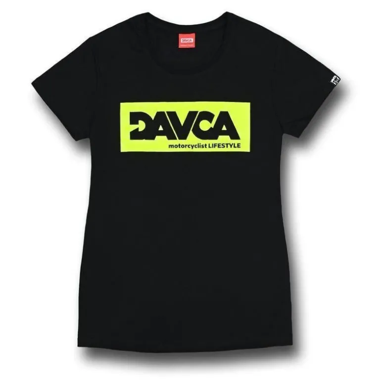 Koszulka T-shirt damska DAVCA LOGO BLACK/FLUO czarny żółty fluo