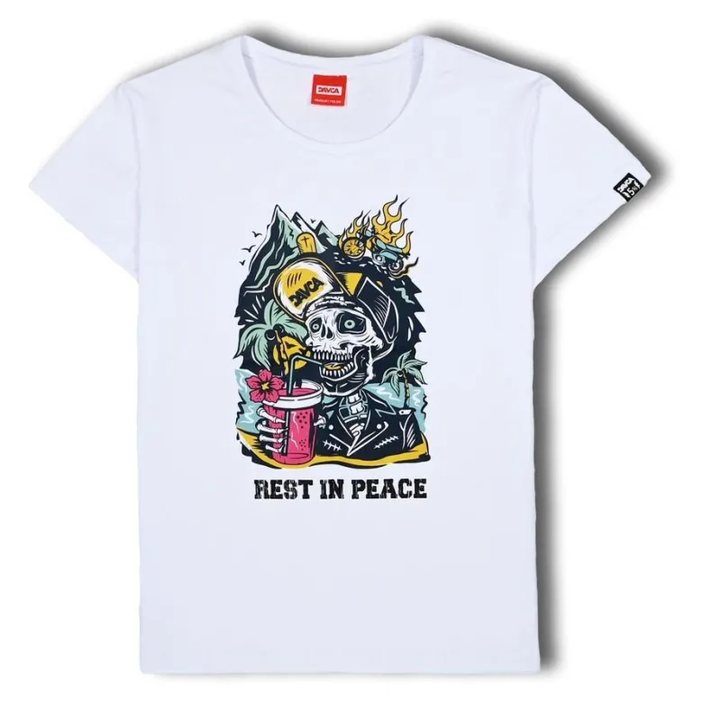 Koszulka T-shirt damski DAVCA REST IN PEACE biały