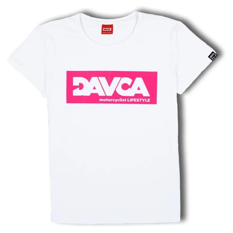 Koszulka T-shirt damski DAVCA LOGO WHITE/PINK biały różowy