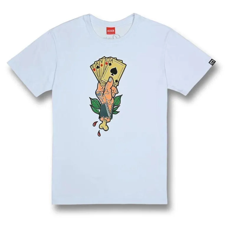Koszulka T-shirt DAVCA CARDS WHITE biały beżowy zielony