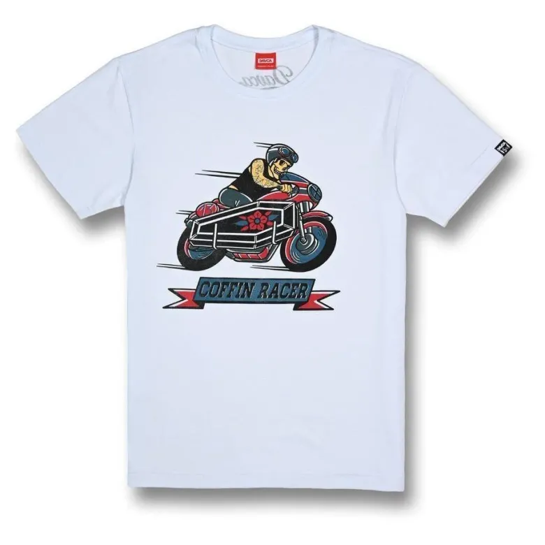Koszulka T-shirt DAVCA COFFIN RACER biały czarny czerwony